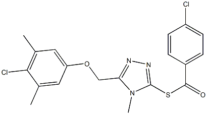 S-(5-((4-chloro-3,5-dimethylphenoxy)methyl)-4-methyl-4H-1,2,4-triazol-3-yl) 4-chlorobenzothioate Struktur