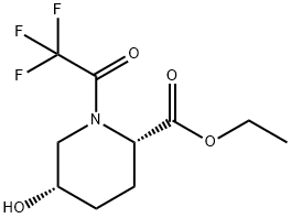 (2S,5S)-ethyl 5-hydroxy-1-(2,2,2-trifluoroacetyl)piperidine-2-carboxylate Struktur