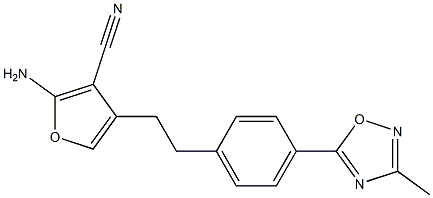 2-amino-4-(4-(3-methyl-1,2,4-oxadiazol-5-yl)phenethyl)furan-3-carbonitrile Struktur