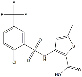 3-(2-chloro-5-(trifluoromethyl)phenylsulfonamido)-5-methylthiophene-2-carboxylic acid Struktur