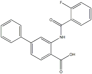 3-(2-fluorobenzamido)biphenyl-4-carboxylic acid Struktur