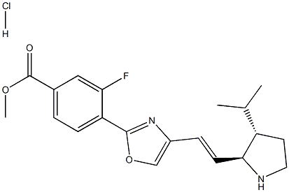 methyl 3-fluoro-4-(4-((E)-2-((2S,3S)-3-isopropylpyrrolidin-2-yl)vinyl)oxazol-2-yl)benzoate hydrochloride Struktur