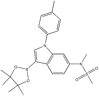 N-methyl-N-(3-(4,4,5,5-tetramethyl-1,3,2-dioxaborolan-2-yl)-1-p-tolyl-1H-indol-6-yl)methanesulfonamide Struktur