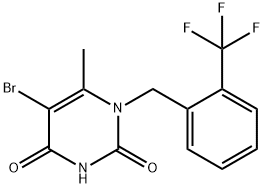 5-bromo-6-methyl-1-{[2-(trifluoromethyl)phenyl]methyl}-1,2,3,4-tetrahydropyrimidine-2,4-dione Struktur