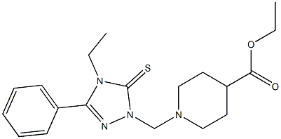 ethyl 1-((4-ethyl-3-phenyl-5-thioxo-4,5-dihydro-1H-1,2,4-triazol-1-yl)methyl)piperidine-4-carboxylate Struktur