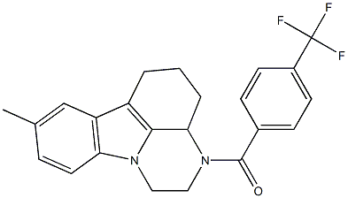 (8-methyl-3a,4,5,6-tetrahydro-1H-pyrazino[3,2,1-jk]carbazol-3(2H)-yl)(4-(trifluoromethyl)phenyl)methanone Struktur