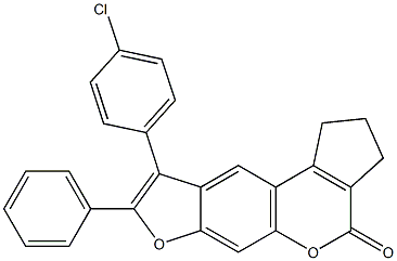 9-(4-chlorophenyl)-8-phenyl-2,3-dihydrocyclopenta[c]furo[3,2-g]chromen-4(1H)-one Struktur