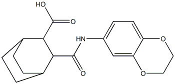 3-((2,3-dihydrobenzo[b][1,4]dioxin-6-yl)carbamoyl)bicyclo[2.2.2]octane-2-carboxylic acid Struktur