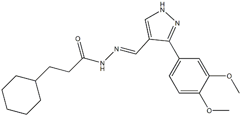 (E)-3-cyclohexyl-N'-((3-(3,4-dimethoxyphenyl)-1H-pyrazol-4-yl)methylene)propanehydrazide Struktur