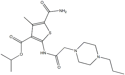 isopropyl 5-carbamoyl-4-methyl-2-(2-(4-propylpiperazin-1-yl)acetamido)thiophene-3-carboxylate Struktur