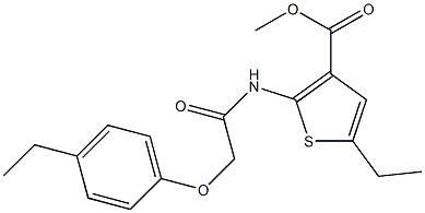 methyl 5-ethyl-2-(2-(4-ethylphenoxy)acetamido)thiophene-3-carboxylate Struktur