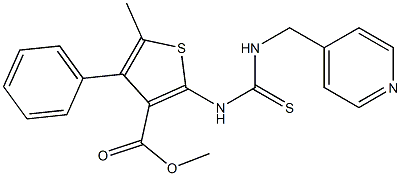 methyl 5-methyl-4-phenyl-2-(3-(pyridin-4-ylmethyl)thioureido)thiophene-3-carboxylate Struktur