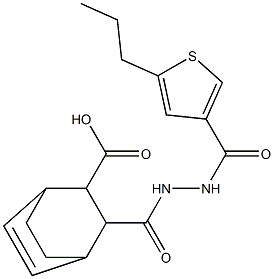 3-(2-(5-propylthiophene-3-carbonyl)hydrazinecarbonyl)bicyclo[2.2.2]oct-5-ene-2-carboxylic acid Struktur