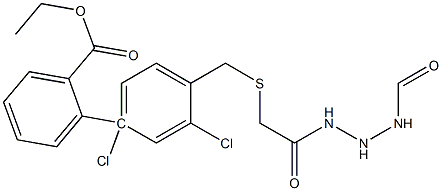 ethyl 4-(2-(2-((2,4-dichlorobenzyl)thio)acetyl)hydrazinecarboxamido)benzoate Struktur