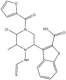 methyl 3-chloro-6-(4-(furan-2-carbonyl)piperazine-1-carbothioamido)benzo[b]thiophene-2-carboxylate Struktur