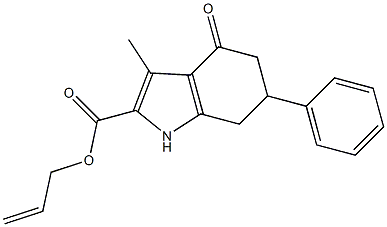 allyl 3-methyl-4-oxo-6-phenyl-4,5,6,7-tetrahydro-1H-indole-2-carboxylate Struktur