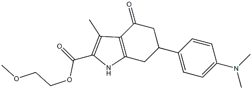 2-methoxyethyl 6-(4-(dimethylamino)phenyl)-3-methyl-4-oxo-4,5,6,7-tetrahydro-1H-indole-2-carboxylate Struktur