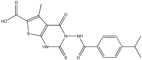 3-(4-isopropylbenzamido)-5-methyl-4-oxo-2-thioxo-1,2,3,4-tetrahydrothieno[2,3-d]pyrimidine-6-carboxylic acid Struktur