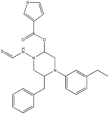 ethyl 5-benzyl-2-(4-(3-hydroxyphenyl)piperazine-1-carbothioamido)thiophene-3-carboxylate Struktur