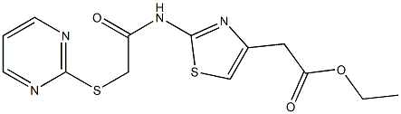 ethyl 2-(2-(2-(pyrimidin-2-ylthio)acetamido)thiazol-4-yl)acetate Struktur