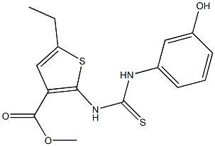 methyl 5-ethyl-2-(3-(3-hydroxyphenyl)thioureido)thiophene-3-carboxylate Struktur