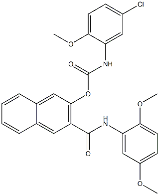 3-(N-(2,5-DIMETHOXYPHENYL)CARBAMOYL)2NAPHTHYL N(5CHLORO2METHOXYPHENYL)CARBAMATE Struktur