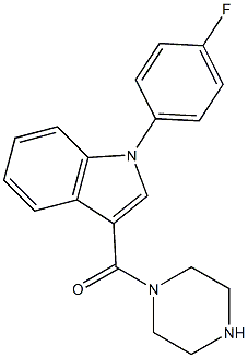 (1-(4-fluorophenyl)-1H-indol-3-yl)(piperazin-1-yl)methanone Struktur