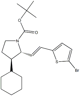 (2R,3R)-tert-butyl 2-((E)-2-(5-bromothiophen-2-yl)vinyl)-3-cyclohexylpyrrolidine-1-carboxylate Struktur