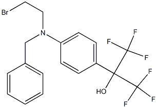 2-(4-(benzyl(2-bromoethyl)amino)phenyl)-1,1,1,3,3,3-hexafluoropropan-2-ol Struktur