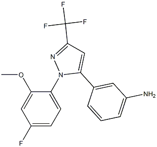 3-(1-(4-fluoro-2-methoxyphenyl)-3-(trifluoromethyl)-1H-pyrazol-5-yl)aniline Struktur