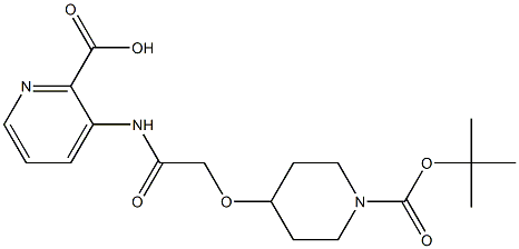 3-(2-(1-(tert-butoxycarbonyl)piperidin-4-yloxy)acetamido)picolinic acid Struktur