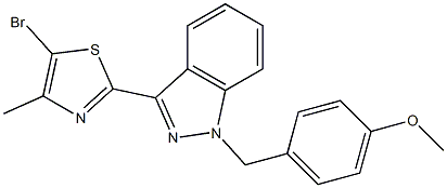 5-bromo-2-(1-(4-methoxybenzyl)-1H-indazol-3-yl)-4-methylthiazole Struktur