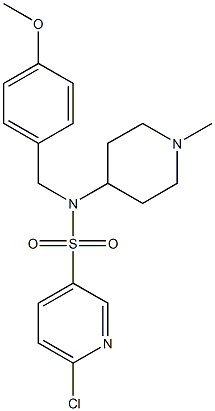 6-chloro-N-(4-methoxybenzyl)-N-(1-methylpiperidin-4-yl)pyridine-3-sulfonamide Struktur