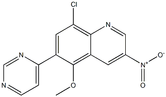 8-chloro-5-methoxy-3-nitro-6-(pyrimidin-4-yl)quinoline Struktur