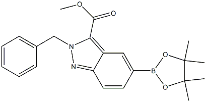 methyl 2-benzyl-5-(4,4,5,5-tetramethyl-1,3,2-dioxaborolan-2-yl)-2H-indazole-3-carboxylate Struktur