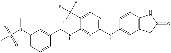 N-methyl-N-(3-((2-(2-oxoindolin-5-ylamino)-5-(trifluoromethyl)pyrimidin-4-ylamino)methyl)phenyl)methanesulfonamide Struktur