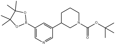 tert-butyl 3-(5-(4,4,5,5-tetramethyl-1,3,2-dioxaborolan-2-yl)pyridin-3-yl)piperidine-1-carboxylate Struktur