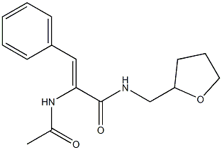 2-(acetylamino)-3-phenyl-N-(tetrahydro-2-furanylmethyl)acrylamide Struktur