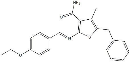 5-benzyl-2-[(4-ethoxybenzylidene)amino]-4-methyl-3-thiophenecarboxamide Struktur