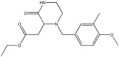 ethyl [1-(4-methoxy-3-methylbenzyl)-3-oxo-2-piperazinyl]acetate Struktur