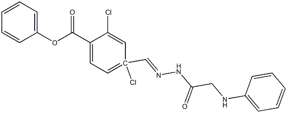 (E)-4-((2-(2-(phenylamino)acetyl)hydrazono)methyl)phenyl 2,4-dichlorobenzoate Struktur