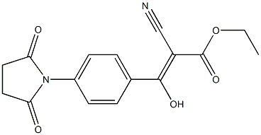 (Z)-ethyl 2-cyano-3-(4-(2,5-dioxopyrrolidin-1-yl)phenyl)-3-hydroxyacrylate Struktur