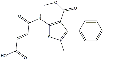 (E)-4-((3-(methoxycarbonyl)-5-methyl-4-(p-tolyl)thiophen-2-yl)amino)-4-oxobut-2-enoic acid Struktur