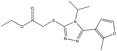 ethyl 2-((4-isopropyl-5-(2-methylfuran-3-yl)-4H-1,2,4-triazol-3-yl)thio)acetate Struktur