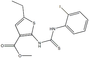 methyl 5-ethyl-2-(3-(2-iodophenyl)thioureido)thiophene-3-carboxylate Struktur