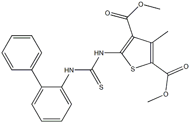 dimethyl 5-(3-([1,1'-biphenyl]-2-yl)thioureido)-3-methylthiophene-2,4-dicarboxylate Struktur