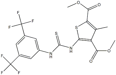 dimethyl 5-(3-(3,5-bis(trifluoromethyl)phenyl)thioureido)-3-methylthiophene-2,4-dicarboxylate Struktur