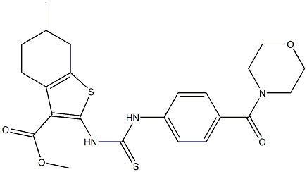 methyl 6-methyl-2-(3-(4-(morpholine-4-carbonyl)phenyl)thioureido)-4,5,6,7-tetrahydrobenzo[b]thiophene-3-carboxylate Struktur