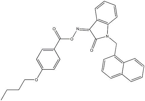 (Z)-3-(((4-butoxybenzoyl)oxy)imino)-1-(naphthalen-1-ylmethyl)indolin-2-one Struktur