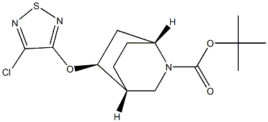 (1R,4R,5S)-tert-butyl 5-(4-chloro-1,2,5-thiadiazol-3-yloxy)-2-azabicyclo[2.2.2]octane-2-carboxylate Struktur